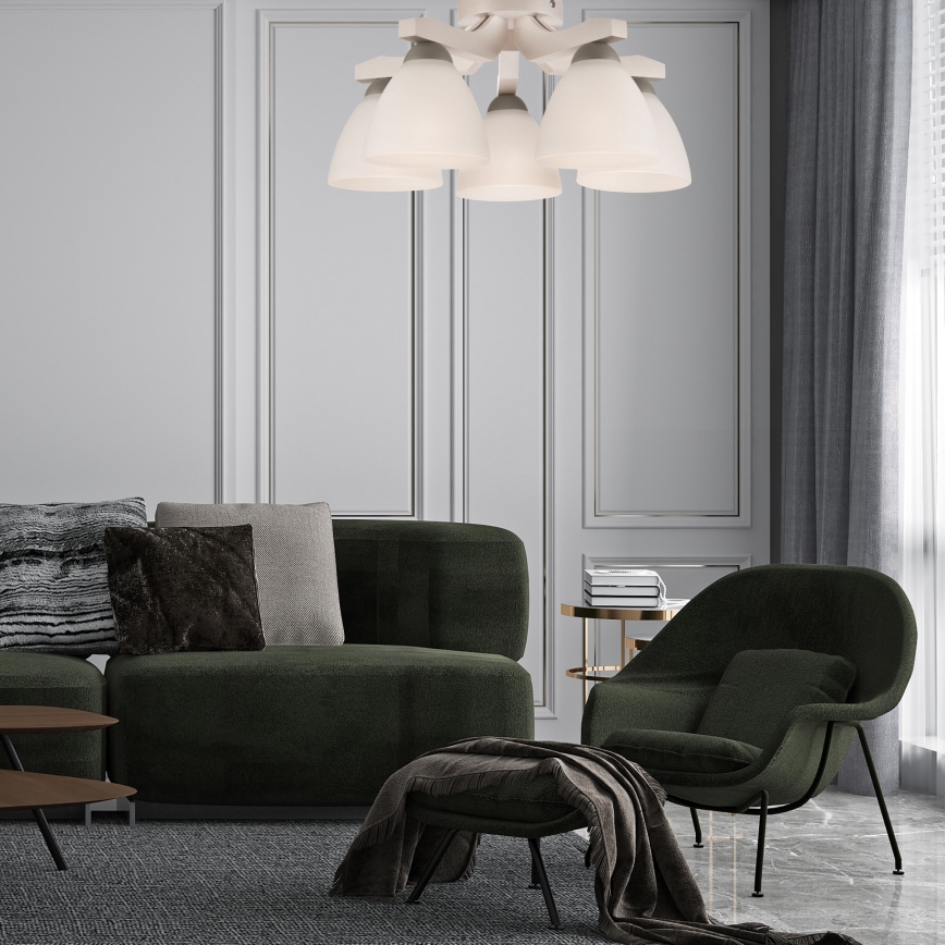 Surface-mounted chandelier ADRIANO 5xE27/60W/230V beech - FSC certified