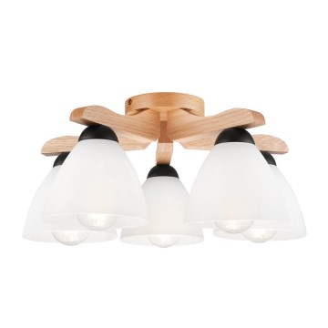 Surface-mounted chandelier ADRIANO 5xE27/60W/230V oak