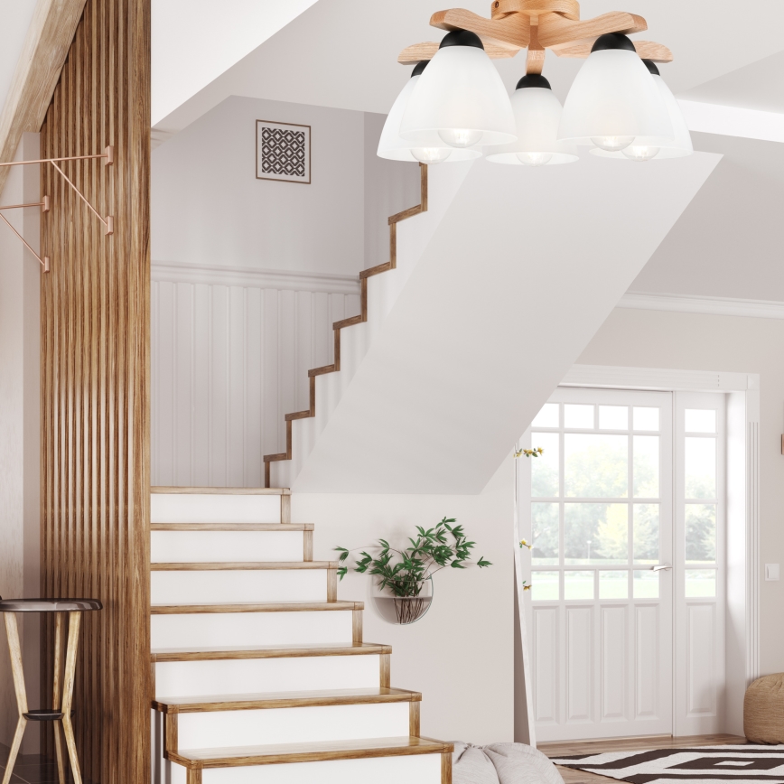 Surface-mounted chandelier ADRIANO 5xE27/60W/230V oak