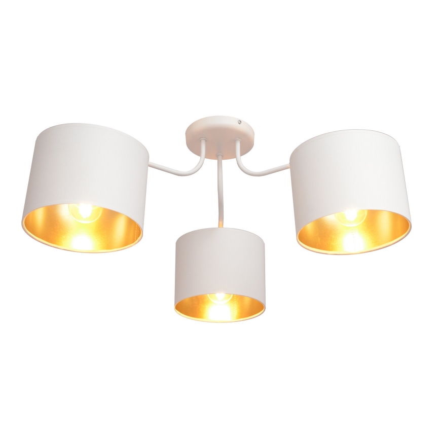 Surface-mounted chandelier ALBA 3xE27/15W/230V white/gold