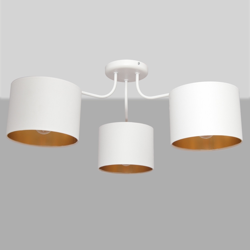 Surface-mounted chandelier ALBA 3xE27/15W/230V white/gold