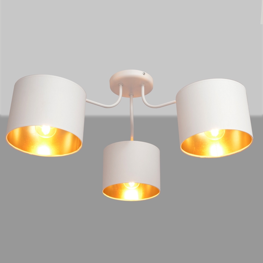 Surface-mounted chandelier ALBA 3xE27/15W/230V white/gold