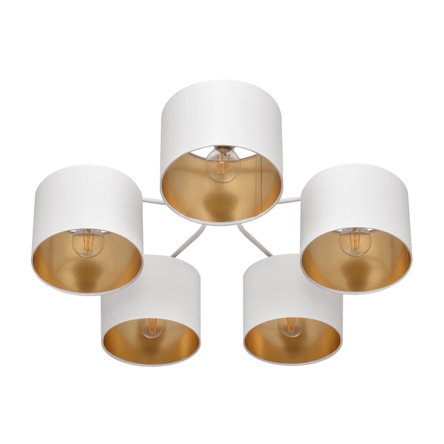 Surface-mounted chandelier ALBA 5xE27/15W/230V white/gold