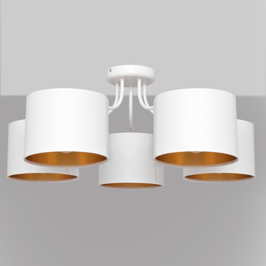 Surface-mounted chandelier ALBA 5xE27/15W/230V white/gold