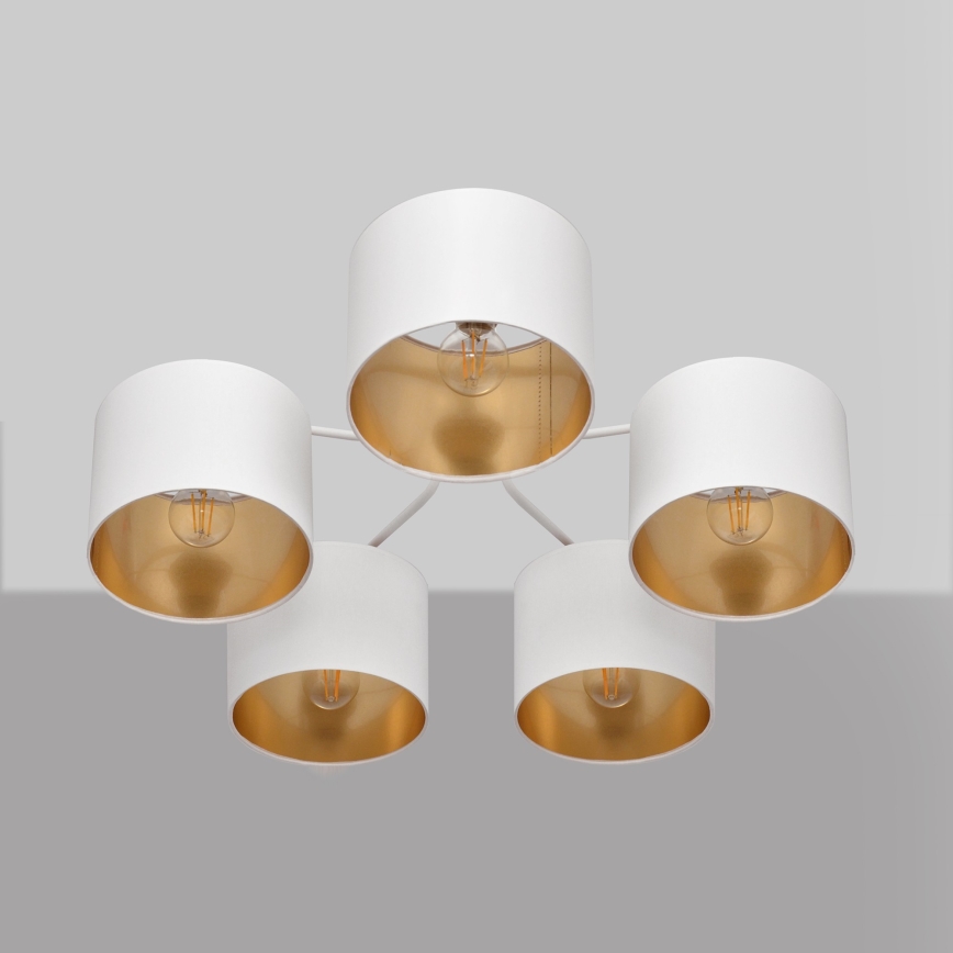 Surface-mounted chandelier ALBA 5xE27/15W/230V white/gold
