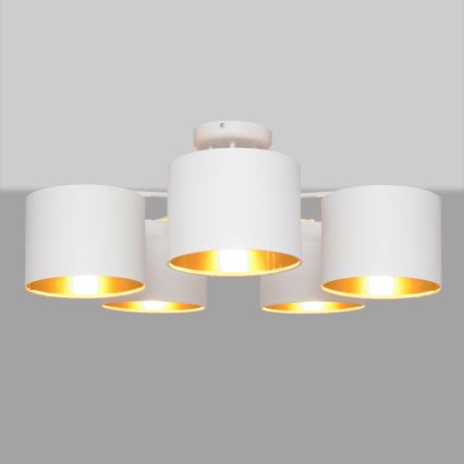 Surface-mounted chandelier ALBA 5xE27/15W/230V white/gold
