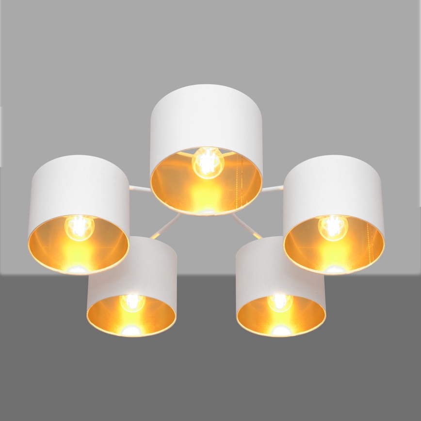 Surface-mounted chandelier ALBA 5xE27/15W/230V white/gold