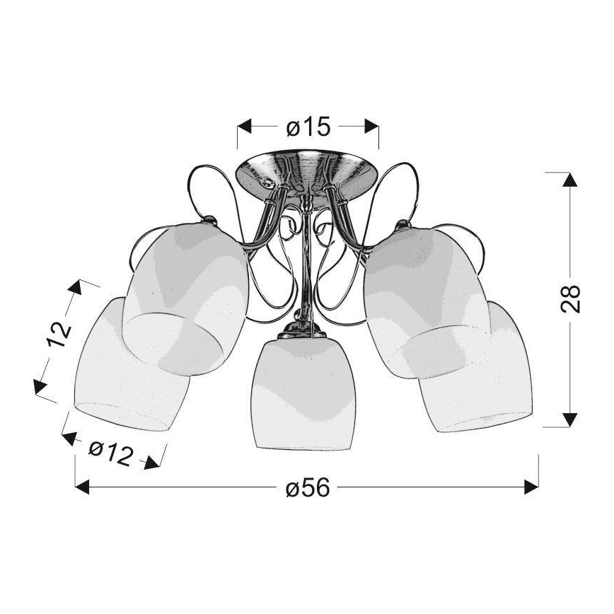 Surface-mounted chandelier AMBA 5xE27/40W/230V