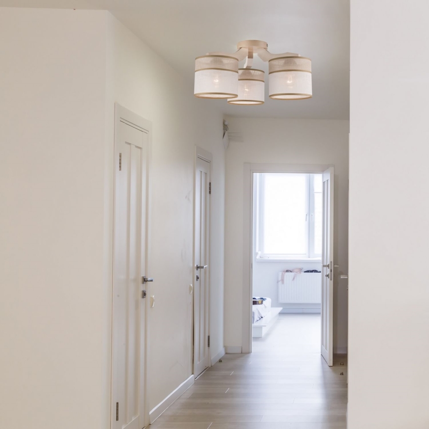 Surface-mounted chandelier ANDREA 3xE27/60W/230V beech - FSC certified