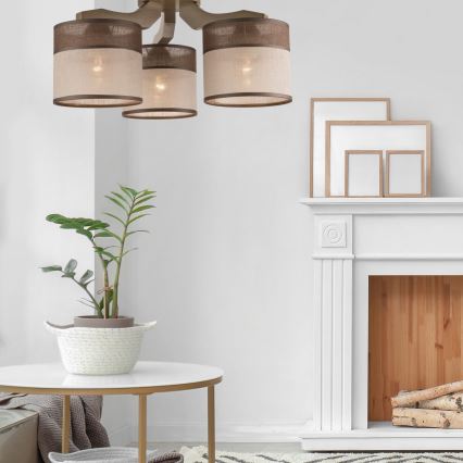 Surface-mounted chandelier ANDREA 3xE27/60W/230V beech - FSC certified
