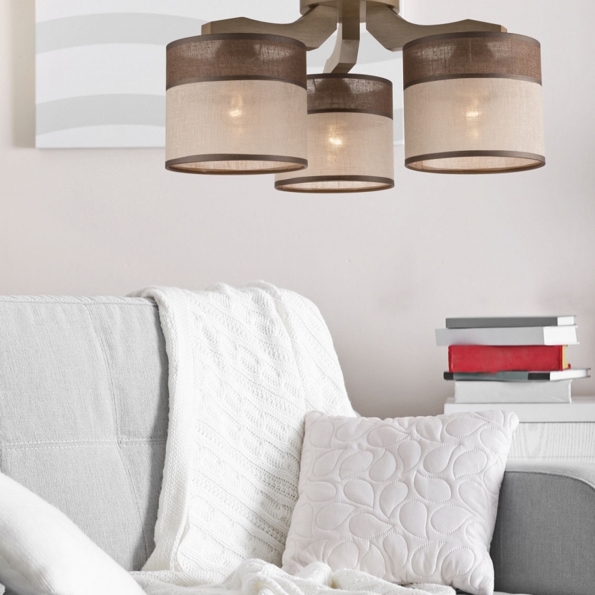 Surface-mounted chandelier ANDREA 3xE27/60W/230V beech - FSC certified