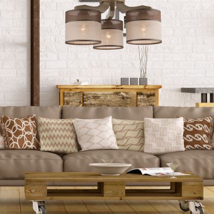 Surface-mounted chandelier ANDREA 3xE27/60W/230V beech - FSC certified