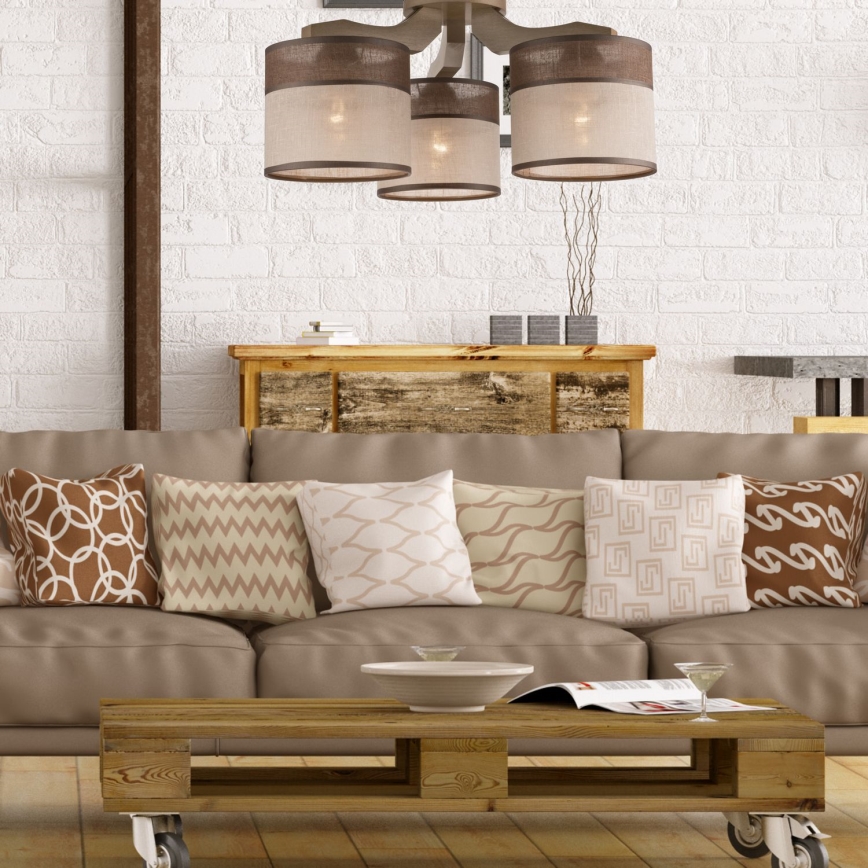 Surface-mounted chandelier ANDREA 3xE27/60W/230V beech - FSC certified