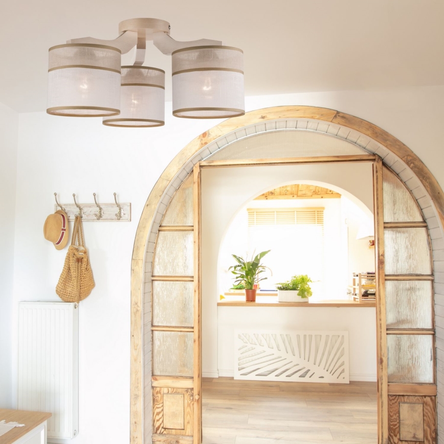 Surface-mounted chandelier ANDREA 3xE27/60W/230V beech