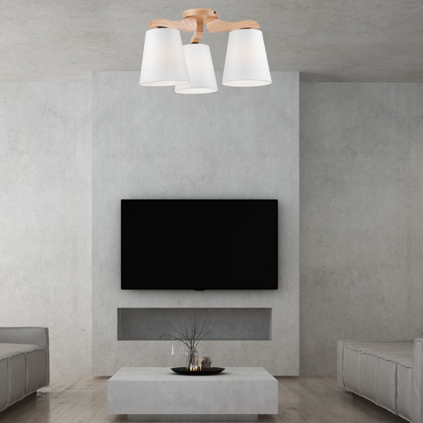 Surface-mounted chandelier ANDREA 3×E27/60W/230V oak/white