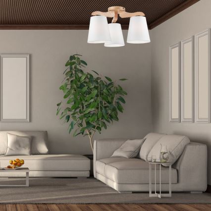 Surface-mounted chandelier ANDREA 3×E27/60W/230V oak/white