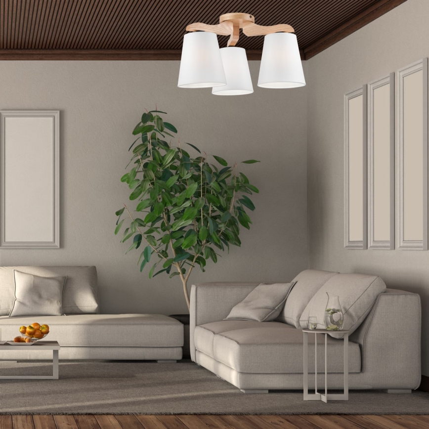 Surface-mounted chandelier ANDREA 3×E27/60W/230V oak/white