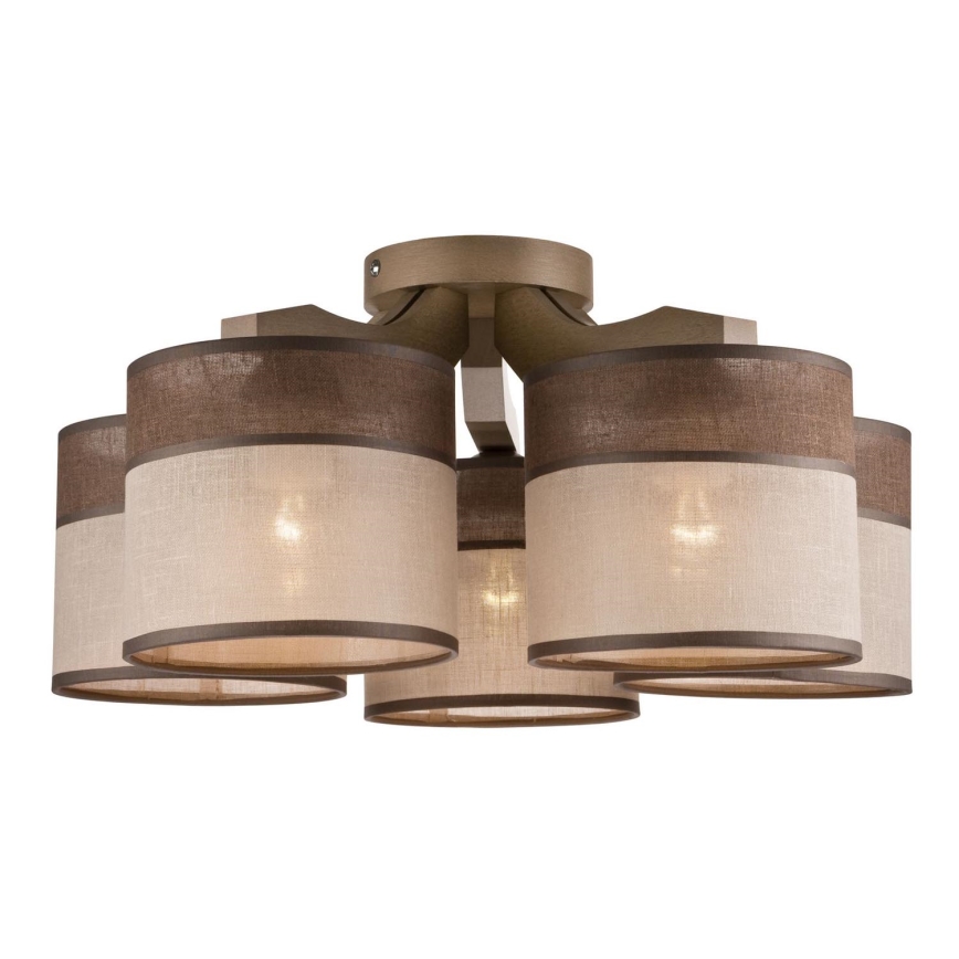 Surface-mounted chandelier ANDREA 5xE27/60W/230V beech