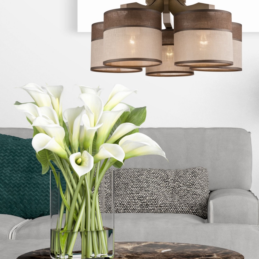 Surface-mounted chandelier ANDREA 5xE27/60W/230V beech
