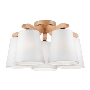 Surface-mounted chandelier ANDREA 5×E27/60W/230V oak/white