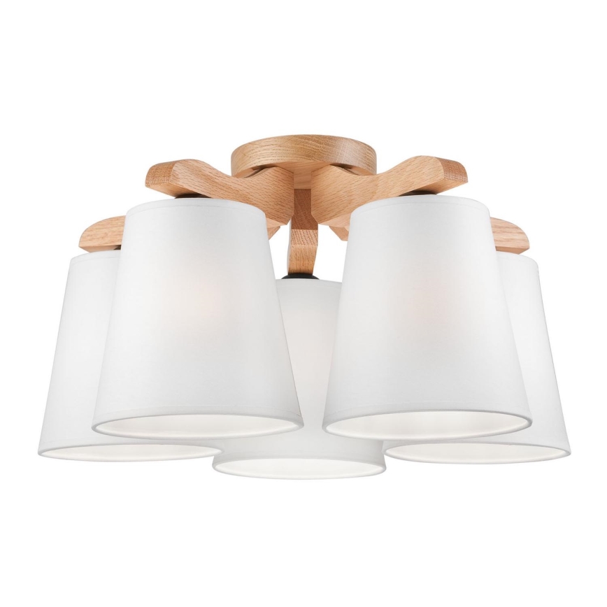 Surface-mounted chandelier ANDREA 5×E27/60W/230V oak/white