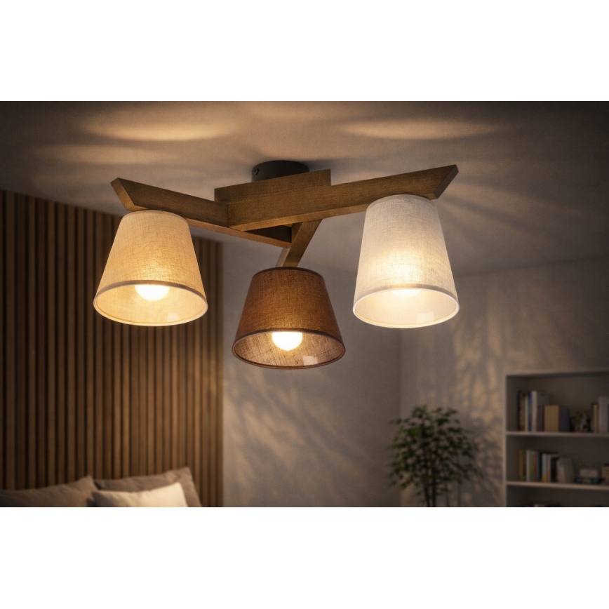 Surface-mounted chandelier ANTONIO 3xE14/40W/230V beech
