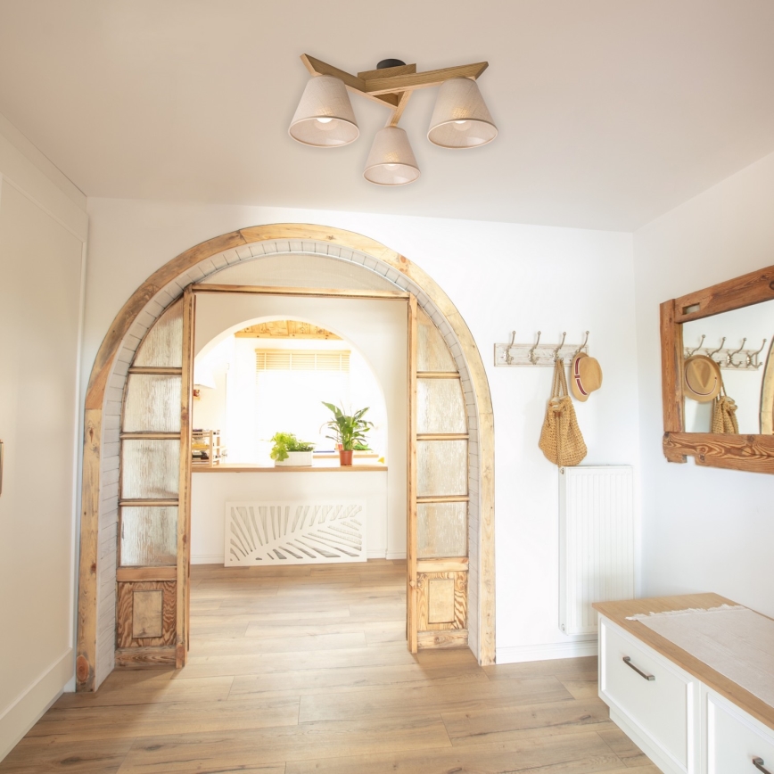 Surface-mounted chandelier ANTONIO 3xE14/40W/230V oak
