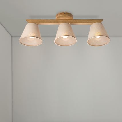 Surface-mounted chandelier ANTONIO 3xE14/40W/230V oak