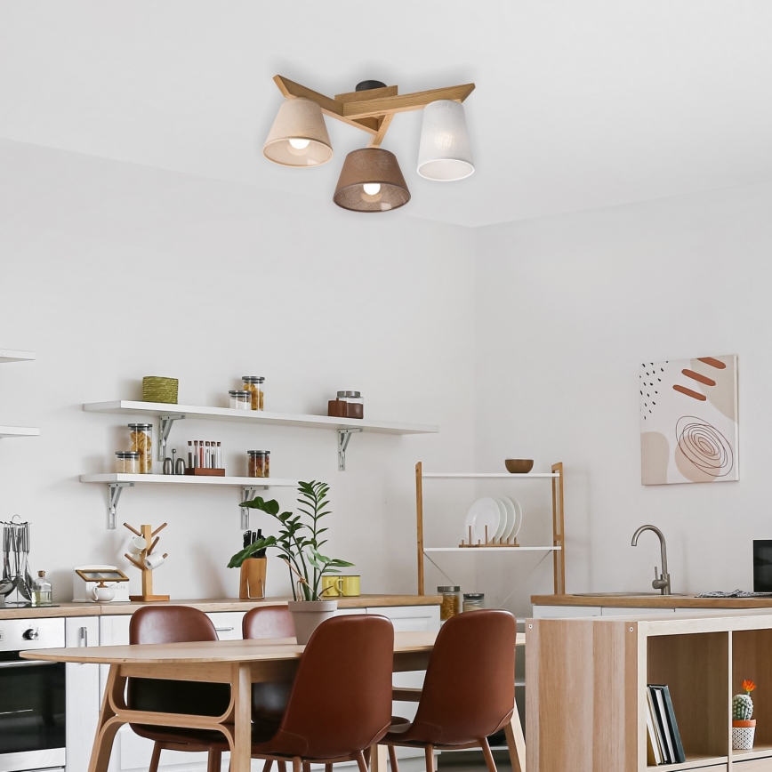Surface-mounted chandelier ANTONIO 3xE14/40W/230V oak