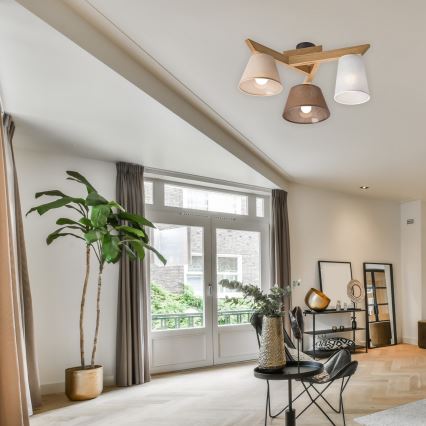 Surface-mounted chandelier ANTONIO 3xE14/40W/230V oak