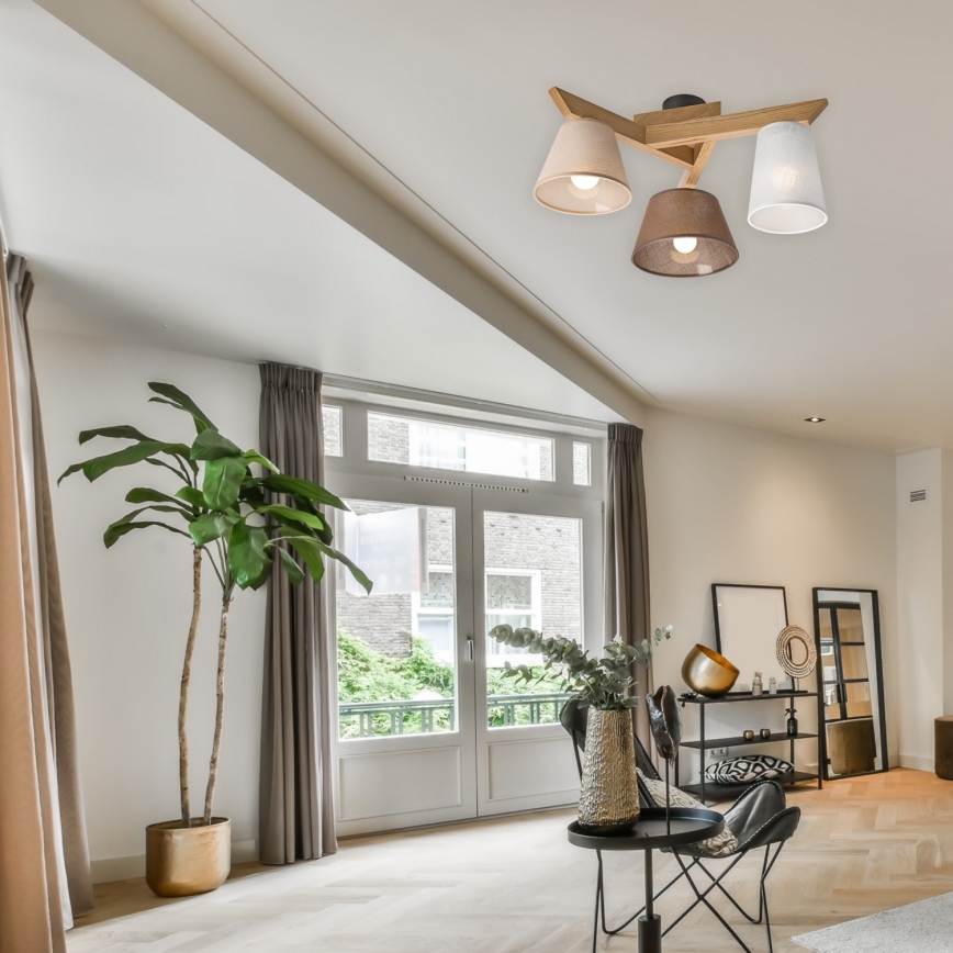 Surface-mounted chandelier ANTONIO 3xE14/40W/230V oak