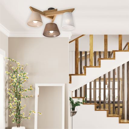 Surface-mounted chandelier ANTONIO 3xE14/40W/230V oak