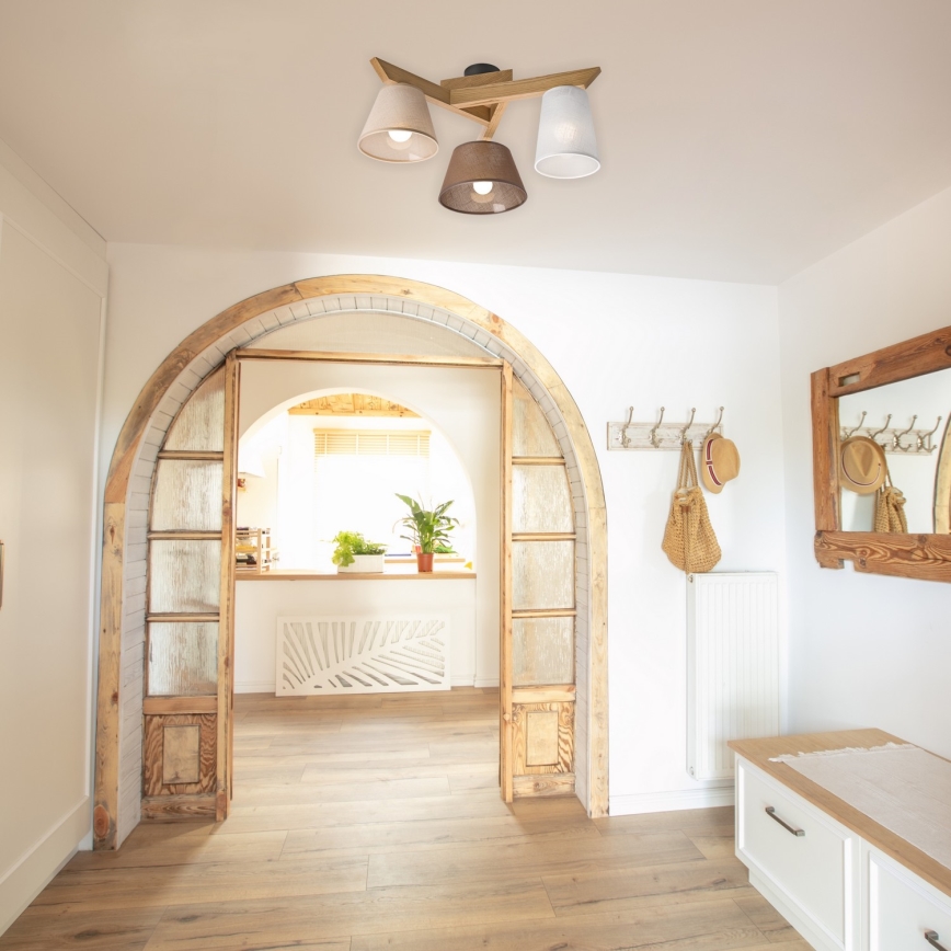 Surface-mounted chandelier ANTONIO 3xE14/40W/230V oak