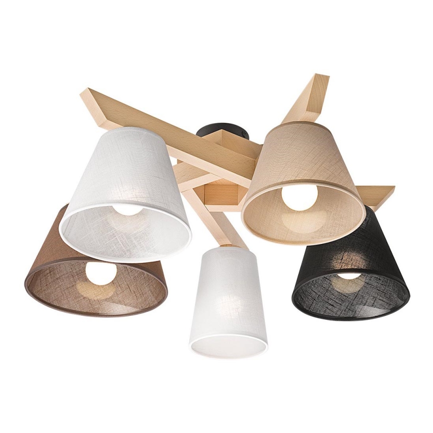 Surface-mounted chandelier ANTONIO 5xE14/40W/230V beech