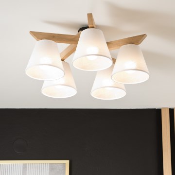 Surface-mounted chandelier ANTONIO 5xE14/40W/230V oak