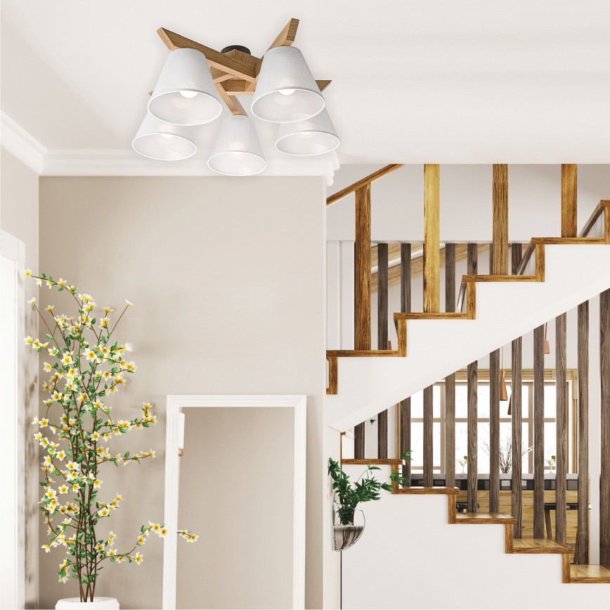 Surface-mounted chandelier ANTONIO 5xE14/40W/230V oak