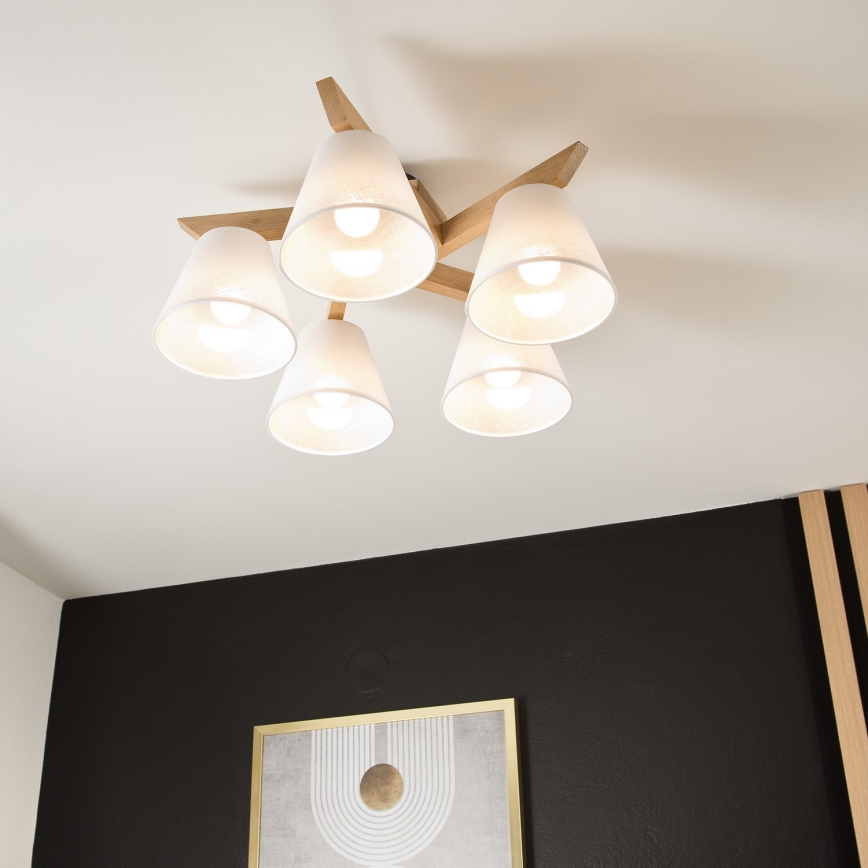 Surface-mounted chandelier ANTONIO 5xE14/40W/230V oak