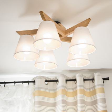 Surface-mounted chandelier ANTONIO 5xE14/40W/230V oak