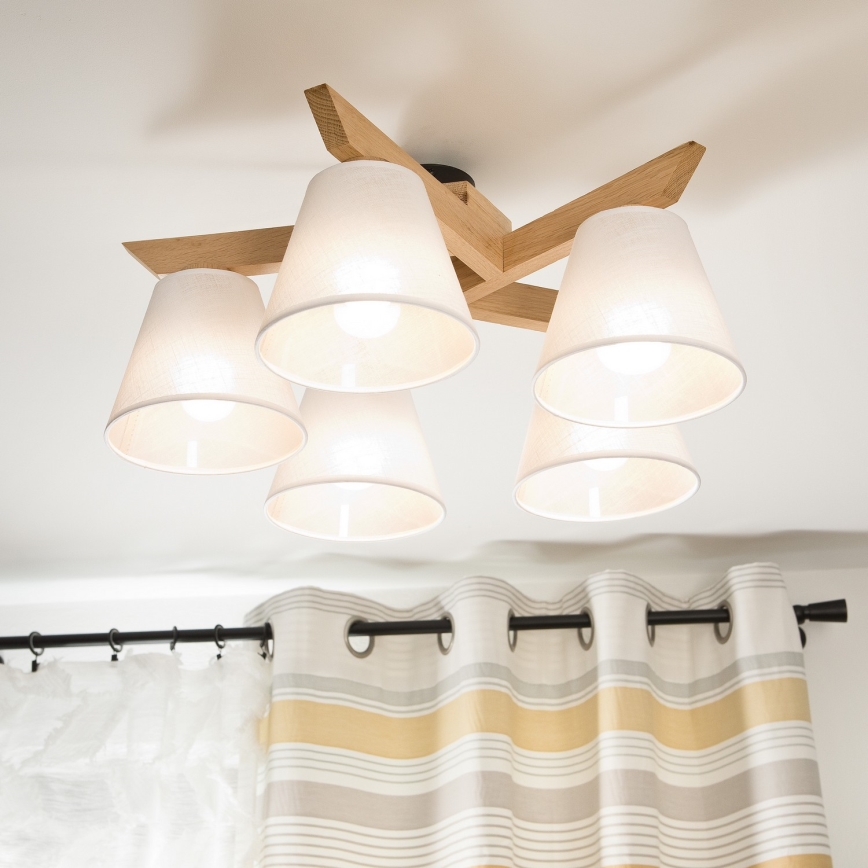 Surface-mounted chandelier ANTONIO 5xE14/40W/230V oak