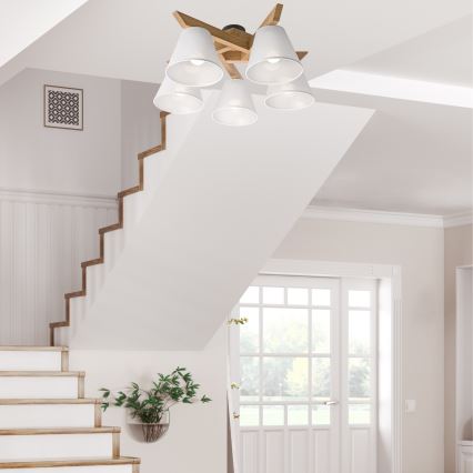 Surface-mounted chandelier ANTONIO 5xE14/40W/230V oak