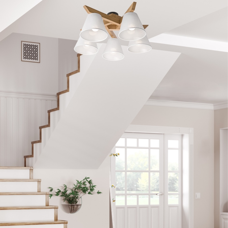 Surface-mounted chandelier ANTONIO 5xE14/40W/230V oak