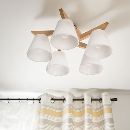 Surface-mounted chandelier ANTONIO 5xE14/40W/230V oak