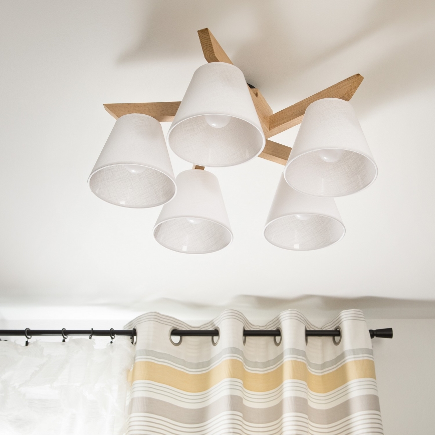 Surface-mounted chandelier ANTONIO 5xE14/40W/230V oak