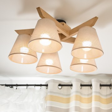 Surface-mounted chandelier ANTONIO 5xE14/40W/230V oak