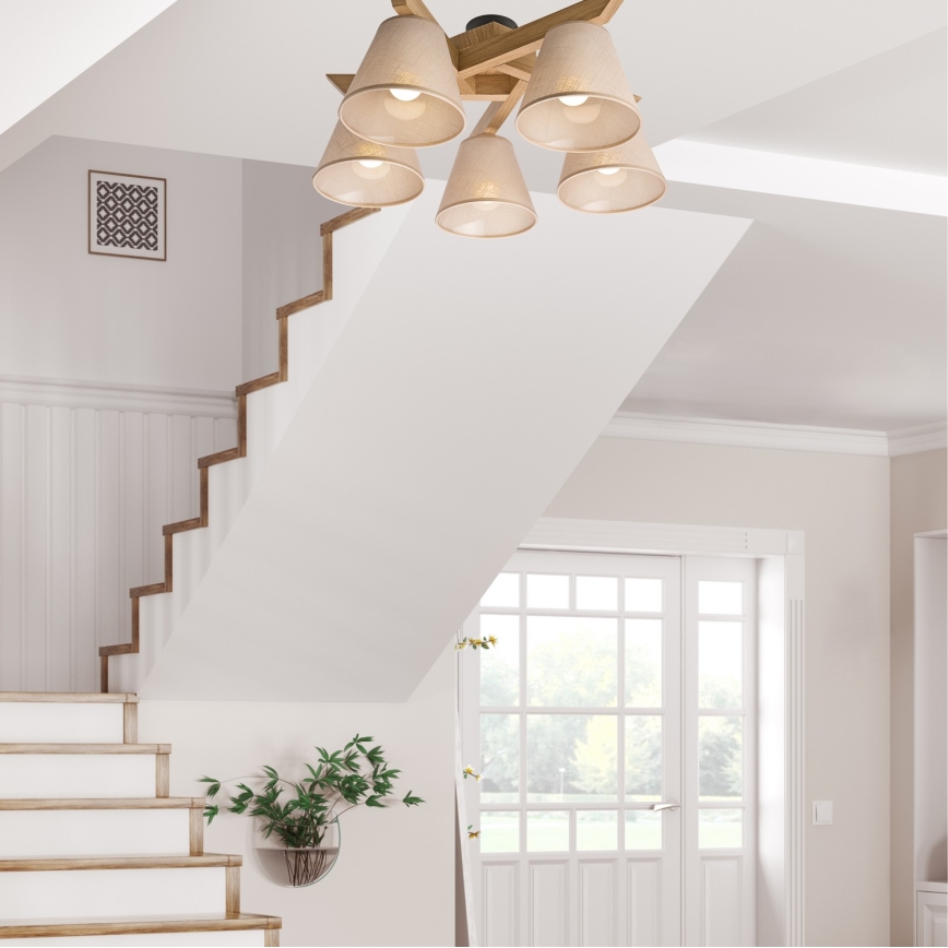 Surface-mounted chandelier ANTONIO 5xE14/40W/230V oak