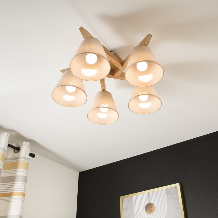 Surface-mounted chandelier ANTONIO 5xE14/40W/230V oak