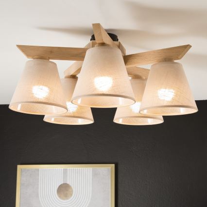 Surface-mounted chandelier ANTONIO 5xE14/40W/230V oak