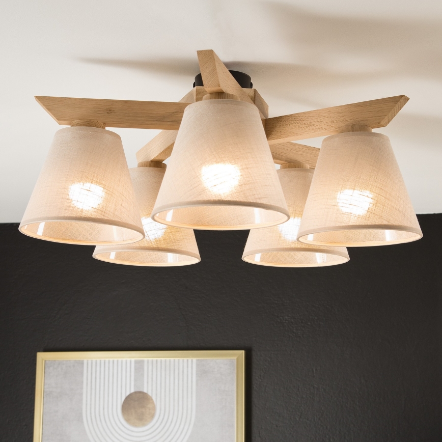 Surface-mounted chandelier ANTONIO 5xE14/40W/230V oak