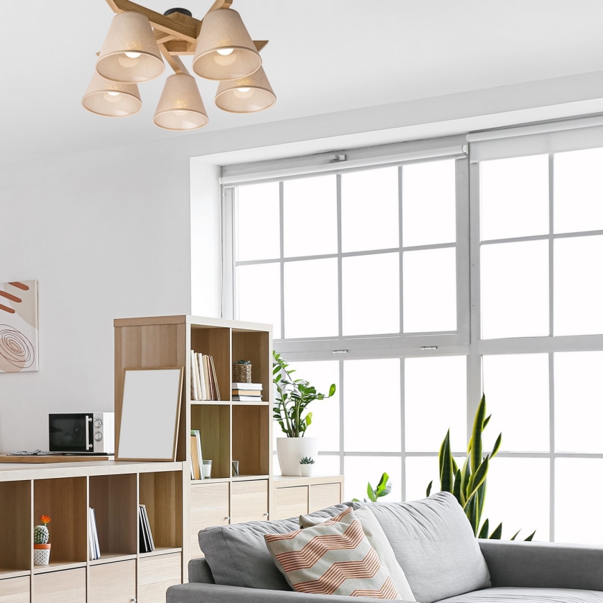 Surface-mounted chandelier ANTONIO 5xE14/40W/230V oak