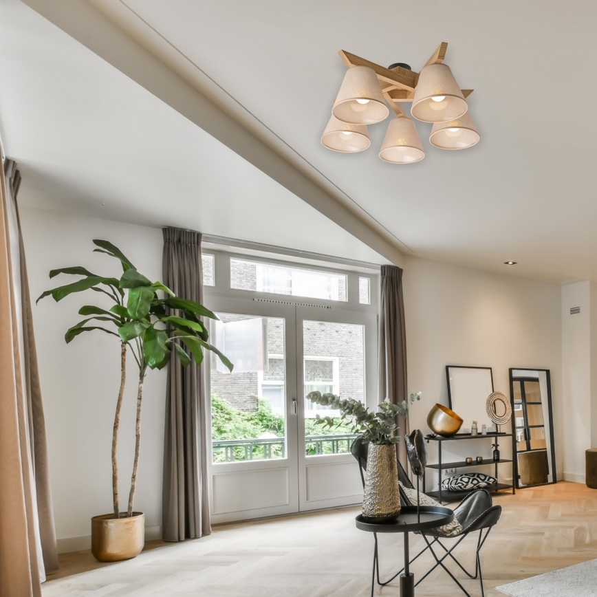 Surface-mounted chandelier ANTONIO 5xE14/40W/230V oak